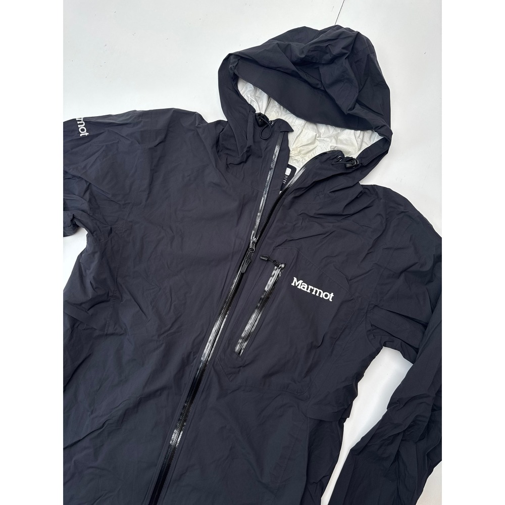 Marmot H30940 Mens Black Lightweight Hooded Rain Shell Jacket Small